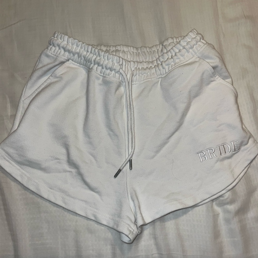 Women's White Bride Athletic Shorts